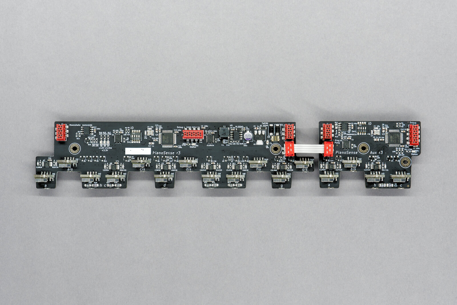 Sensor PCB for one octave and additional four notes